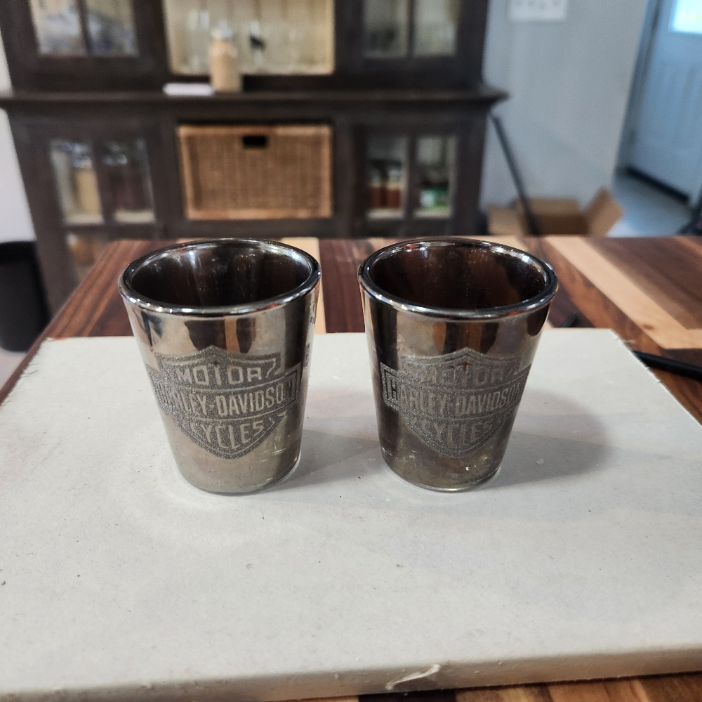 Harley Davidson mirrored glass shot glasses